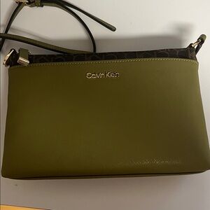 new Calvin Klein Khaki and Brown Crossbody Bag